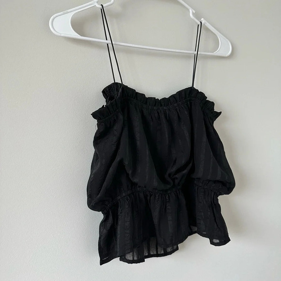 Lulu’s Blouson Black Cropped Tank Top Spaghetti Strap Blouse Shirt NWT Small - Picture 6 of 11